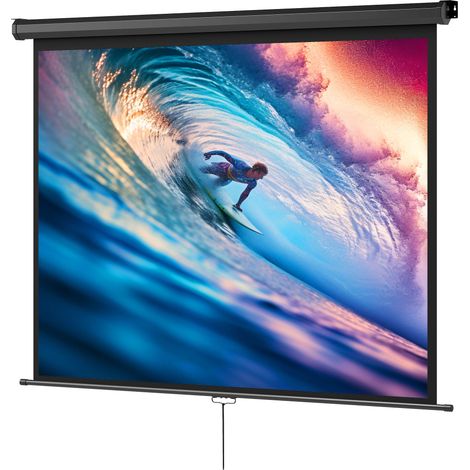 Schermo di proiezione a parete 181 x 8 x 138 cm bloccaggio automatico superficie senza pieghe oscurante design in plastica nera 210000024