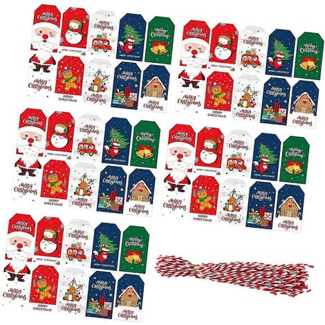 Étiquettes cadeaux avec ficelle, vœux de saison, étiquettes cadeaux et de remerciements pour les fêtes de fin d'année, les fêtes de Noël et les célébrations.-50pcs cotton string (1/5)