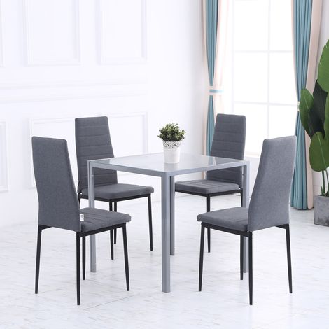 Esstisch Küchentisch Glastisch Quadratischer Tisch, Glasplatte, kompaktes Design, Grau