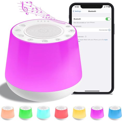 White Noise Machine for Baby, 3 in 1 Noise Machine with 7 Colors Night Light & 32 Soothing Sounds, Timer & Memory Function, Portable Sleep Aid for Home, Office & Travel. (1/5)