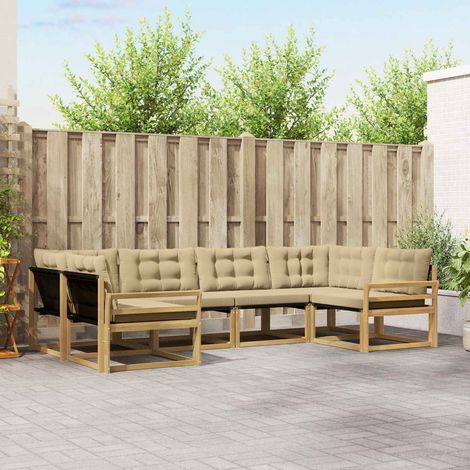 vidaXL Outdoor-Sofagarnitur mit Kissen 6 pcs Weiß und Beige (1/5)