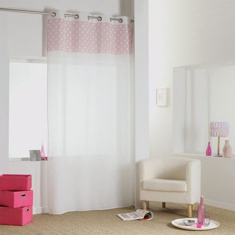 Rideau Voilage à Œillets "Minnie" 140x240cm Rose (1/3)