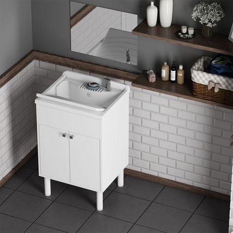 Conjunto de lavabo móvil con espejo brillo fino 60x45cm Negrari COMP 4