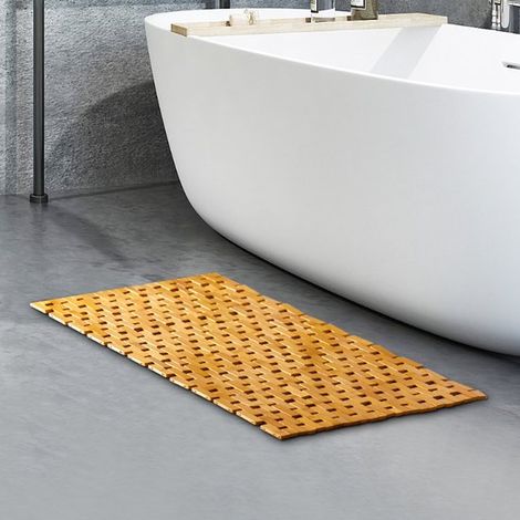 Luxuriöse, rollbare Duschmatte, rutschfest, aus umweltfreundlichem Bambus, braun (1/5)