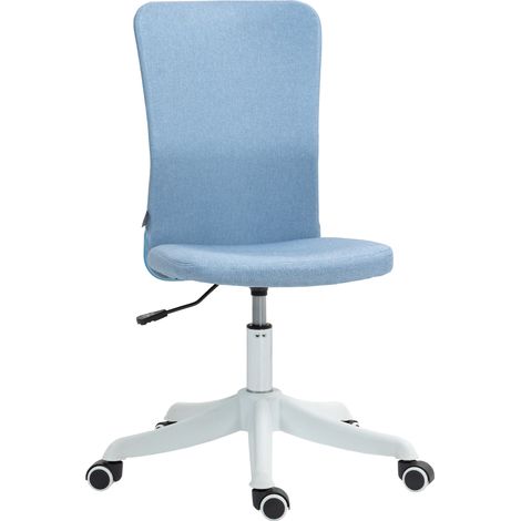 Sedia da ufficio con ruote regolabili in altezza e rivestimento in lino sintetico, ideale per ufficio o studio, 53x43x85 - 93 cm, blu.