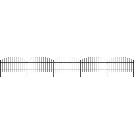 Clôture de jardin,Barrière de jardin,Portail de jardin à dessus en lance Acier (1-1,25)x8,5 m Noir CNENE534208 (1/5)