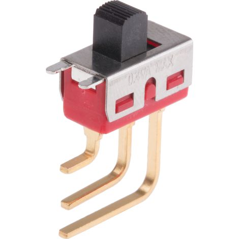 Commutateur à glissière, Unipolaire à deux directions (1RT), Verrouillable, 400 mA @ 20 V, montage Circuit imprimé ( Prix pour 1 ) (1/2)