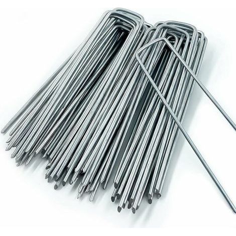 Piquet de Fixation pour Toile de Paillage,50 Piquets de Jardin en Forme de U,pour Bache Anti Herbes,Sardines Camping,Clôture de Jardin,150 MM de Long,25 MM de Large,3 MM de Diamètre (1/4)