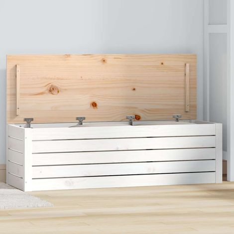 Boîte de rangement-Coffre de rangement-Stockage Rangement Blanc 109x36,5x33 cm Bois massif de pin 180233 (1/5)
