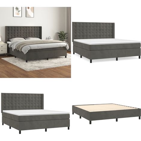 Boxspringbett mit Matratze Dunkelgrau 180x200 cm Samt - Samtbett - Boxspringbett - Doppelbett - Bettenrahmen - Luxusbett - Home & Living (1/5)