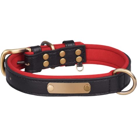Collier Pour Chien - Cuir PU Motif Crocodile - Plaque Personnalisée Gravée - Pour Chiens Petits À Moyens - 1 Pièce (1/5)