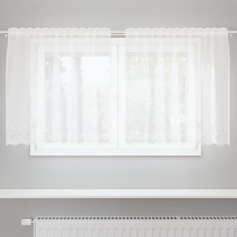 Spitzenvorhang mit Vorhängen Floral Weiß 80 x 150 cm Polyester