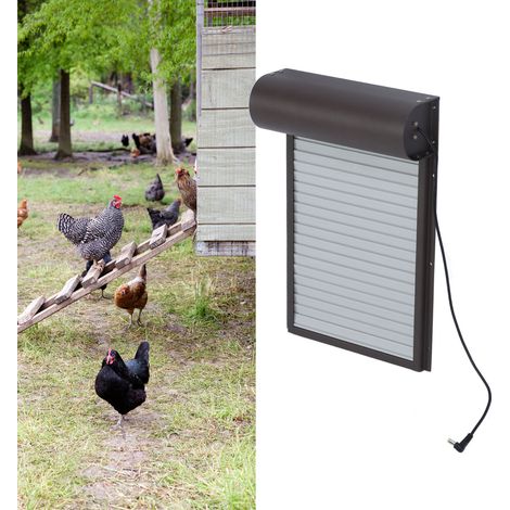 Sportello automatico per pollaio con timer – Sportello a cerniera 37x24,7 cm / Telaio in metallo e plastica – Funzioni manuale/timer – Batterie AA – Include predisposizione per adattatore di corrente  (1/4)