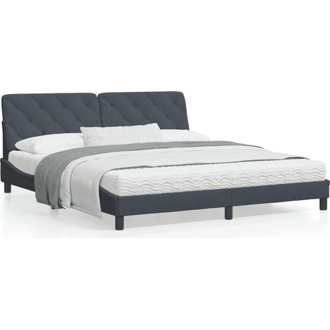 Bett mit Matratze Dunkelgrau 180x200 cm Samt vidaXL (1/5)