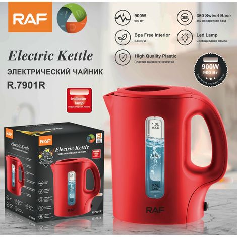 Bouilloire électrique (rouge) en acier inoxydable, 1 L, conforme aux normes européennes, automatique, grande capacité, multifonctionnelle (1/5)