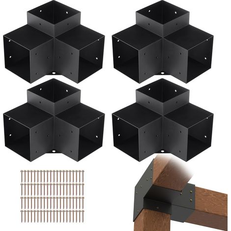 VEVOR Kit Staffe per Pergola 15x15 cm Supporto per Pali in Legno da Carpenteria 4 Staffe Angolari a 3 Vie Kit per Travi Fai da Te per Gazebo, Pergolati da Patio, Cabine, Kit Staffe per Pergola 4 pz (1/5)