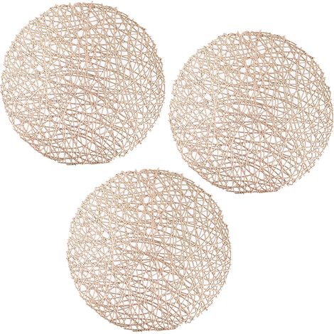 Placemat Rond - Vinyle Métallisé Or - Diamètre 38 cm - Pour Décoration de Table à Domicile ou Événement - Lot de 3 (1/5)