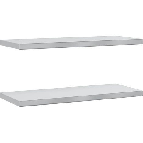 Wandregale 2 Stück 75x30x3 cm silber Edelstahl