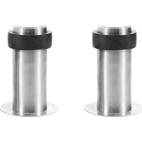 2 Pièces Butée De Porte Inox, Butoir De Porte Sol Noir, Butée De Porte Murale Inox, Bloc Porte Mural Et Sol, Arrêt Porte Inox Noir, Butoir De Porte Avec Amortisseur Pour Arret Sans Dégât (1/5)