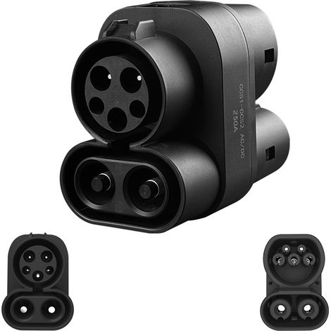 Adaptateur CCS1 vers CCS2 pour chargeur de véhicule électrique, connecteur noir de type 1 vers type 2, conforme aux normes SAE J1772 et IEC62196.