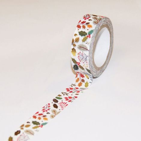Masking tape Noël - Végétaux avec dorures