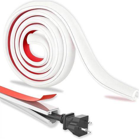 Goulotte Passe Cable 1m Auto-adhésive Silicone Blanc  avec Ouverture Latérale, Cache Cable Mural et TV pour une Gestion Discrète des Câbles (1/5)