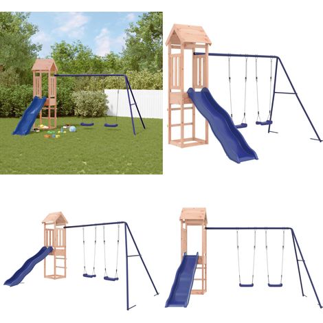 Aire de jeux d'extérieur bois massif de douglas - Ensemble De Jeux Extérieur - Maisonnette De Jeu - Jouet En Bois - Aire De Jeux - Toboggan - Home & Living