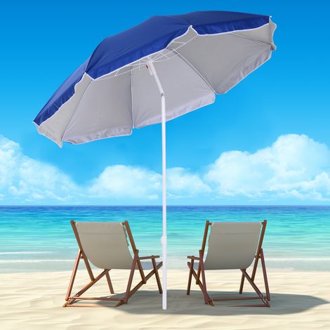 Outsunny Sonnenschirm, achteckig, neigbar, Ø 160 cm, hochdichtes Polyestergewebe, UV-beständig, abnehmbare Stange, inklusive Tragetasche, Blau