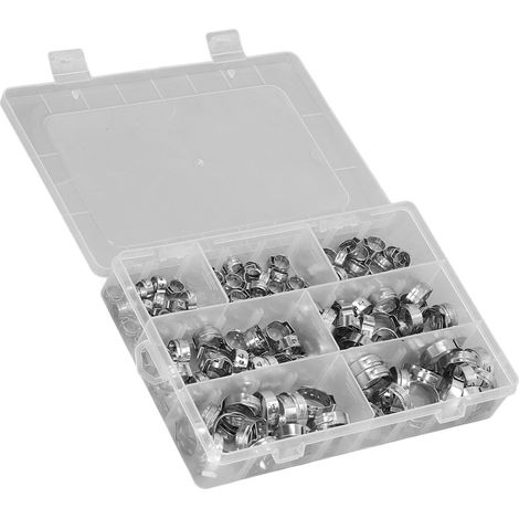 Lot de 130 colliers de serrage en acier inoxydable 304 pour tuyaux de carburant, destinés à un usage domestique, automobile, plomberie et industrie. (1/5)