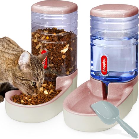 Distributeur Automatique de Nourriture et d'eau pour Animaux domestiques de Petite et Moyenne Taille 3,8 L rose
