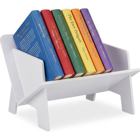 Relaxdays étagère de bureau, étagère à livres de table, mini-étagère, PVC, H x L x P : 23,5 x 39 x 26 cm, blanche (1/5)