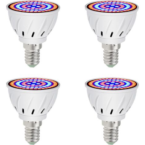 Ampoule LED E14 pour culture de plantes, spectre complet, idéale pour les plantes d'intérieur, les potagers, les serres et, lot de 4 (60LED) (1/5)