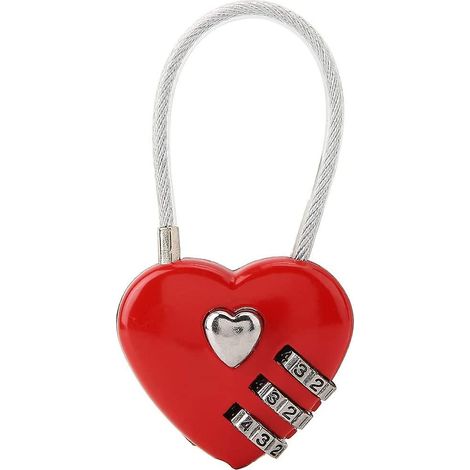 2023 - Cadenas pour couple, cadenas à combinaison à trois chiffres en forme de cœur, cadenas de sécurité pour valise ou sac à dos (1/5)