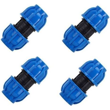 Lot de 4 raccords de tuyaux d'eau, connecteur droit en plastique PE de 32 mm à 32 mm, adaptateur de tuyau d'eau, raccords de tuyaux d'eau pour tuyaux PPR, PE et PVC (1/4)