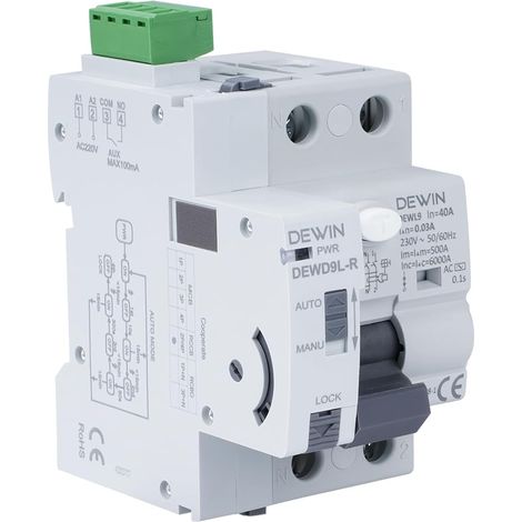 Disjoncteur Différentiel 30ma 2P, RCCB Interrupteur Différentiel 40a 30ma 220V AC Disjoncteurs électriques Réenclenchement intégré à 3 voies (1/5)