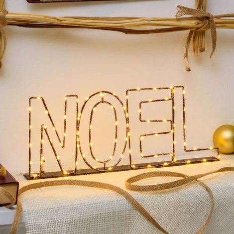 Mot lumineux NOEL métal fil cuivre MicroLED Blanc chaud IP44 Lotti (1/5)