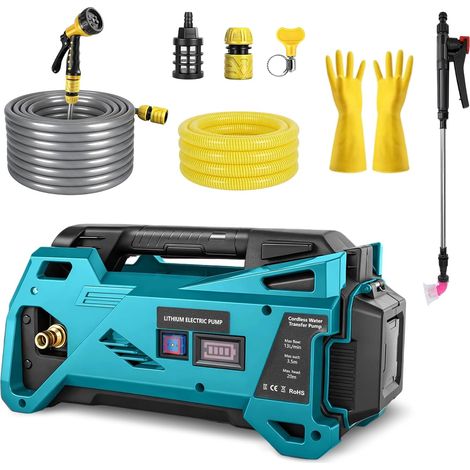 Pompe à eau sans fil compatible 18V batterie,pompe électrique portable auto-amorçante,4,5 bar pompe transfert eau pour jardin,arrosage,piscine,bassin,camping-car,aquarium,spa (sans batterie) (1/5)