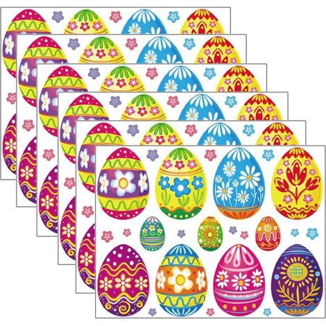 8 Feuilles Sticker Mural de Pâques Œuf Cartoon Pvc Amovible (1/5)