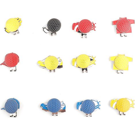 12 pièces attaches de chapeau magnétiques en acier inoxydable avec marqueur de balle de golf (1/5)