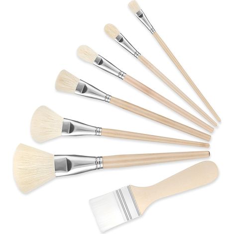 Ensemble de 7 pinceaux à franges pour peinture acrylique, pinceaux multifonctionnels en poils de chèvre pour estomper les couleurs. (1/5)
