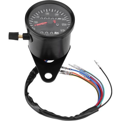 Jauge de compteur kilométrique moto noir 60mm avec indicateur (1/5)