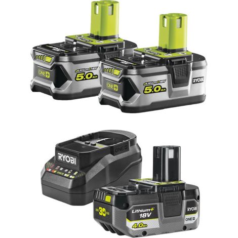 Lot de 2 batteries 5,0Ah et 1 batterie 4,0Ah RYOBI 18V One+ - Chargeur (1/3)