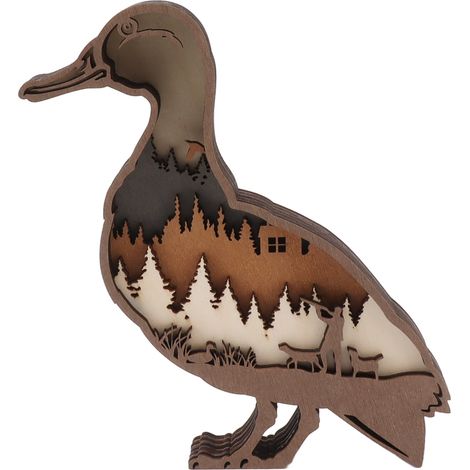 Décorations de Noël créatives en bois pour la maison, figurines d'animaux en bois sculpté en 3D, canards sauvages (1/5)