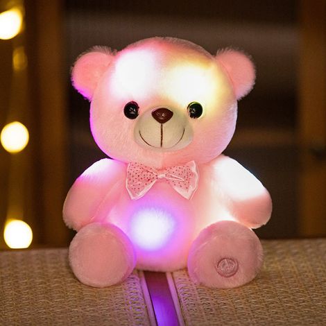 Ours En Peluche Lumineux - Changement De Couleur Automatique - Veilleuse Douce Pour Enfants - Cadeau D'anniversaire Ou De Noël - 20 x 10 x 5 cm - 1 Pièce (1/5)