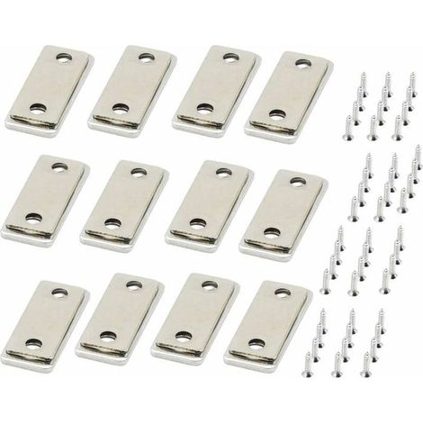 Lot de 12 aimants porte placard tres minces avec vis , fermeture meuble aimant puissant pour porte coulissante tiroir fenetre (1/4)