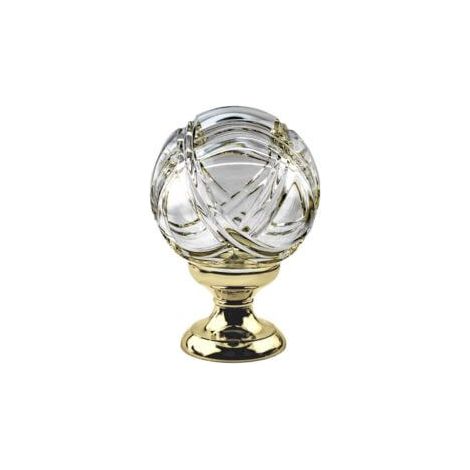 Quincadeco – Boule de rampe cristal tempête 100 mm – Socle en laiton massif poli – Fixation invisible sur 3 points – Fabrication artisanale européenne