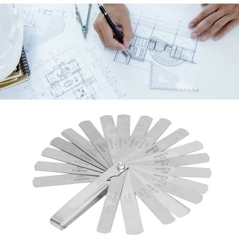 Satz mit 26 hochpräzisen Edelstahl-Dickenmessgeräten, Spaltmessgeräten, Dickenmessgeräten 0,04–0,63 mm (1/5)