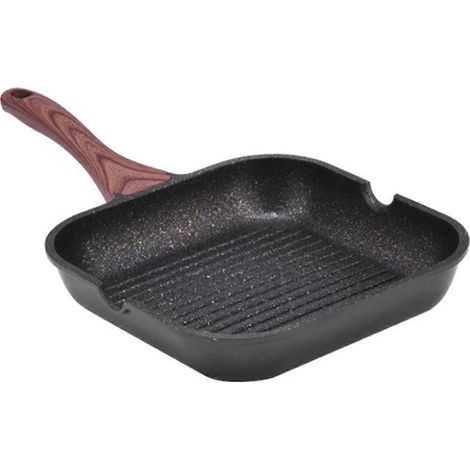 Poêle à steak à rayures, poêle à griller pour plaques de cuisson, revêtement antiadhésif effet marbre, en aluminium, compatible induction, avec bec verseur (1/5)