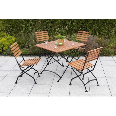 Schlossgarten Set 5tlg 4 Sessel Klapptisch 90x90cm