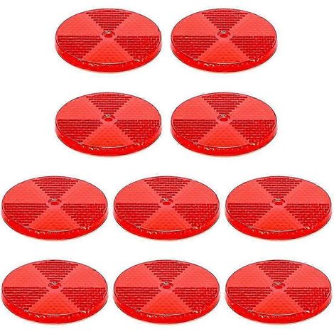 Lot de 10 réflecteurs ronds avant pour poteaux de clôture, de portail et remorques, avec fixation centrale (1/5)